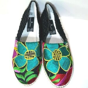 AngeLazno Handmade Floral Espadrilles Shoes Sz 26 -Mexico US 9 Boho Artisan OOAK